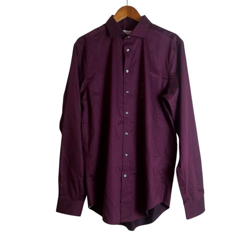 NWT! Calvin Klein maroon infinite non iron button down shirt